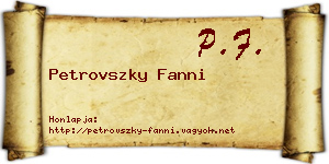 Petrovszky Fanni névjegykártya
